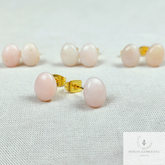 Natural Pink Opal Earrings, Opal Stud Earrings, Pink Stone Jewelry, Gemstone Stud, Ethnic Jewelry, Simple Earrings, Gift For Women, Gift